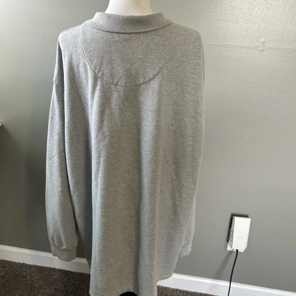Polo Ralph Lauren men’s 4X fleece lined long sleeve polo shirt light gray color‎